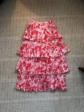 Abercrombie & Fitch Tiered Pink Floral Pleated Skirt
